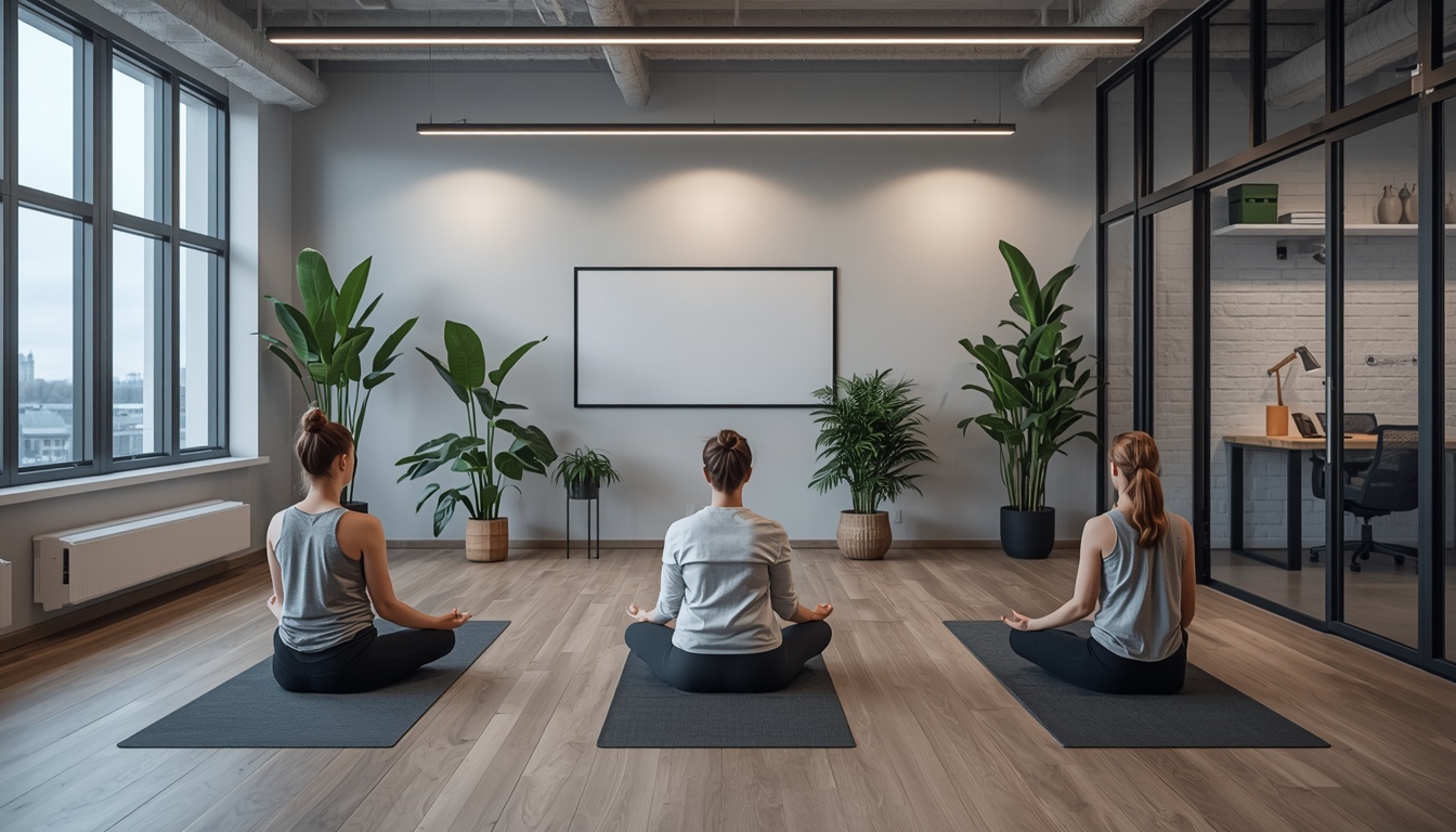 Muscleyouthtendo workplace wellness session in a modern office